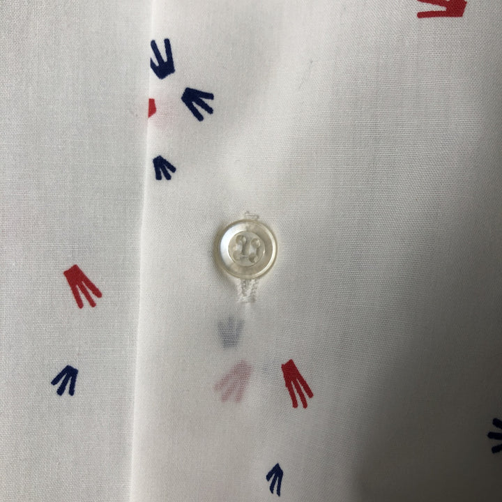 Vintage 1970'S IMPACT all-over print short-sleeve polycotton shirt, size M, men's polyester white type Vintage Second Hand
