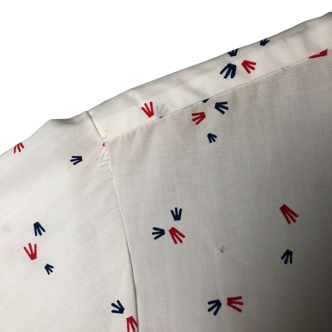 Vintage 1970'S IMPACT all-over print short-sleeve polycotton shirt, size M, men's polyester white type Vintage Second Hand