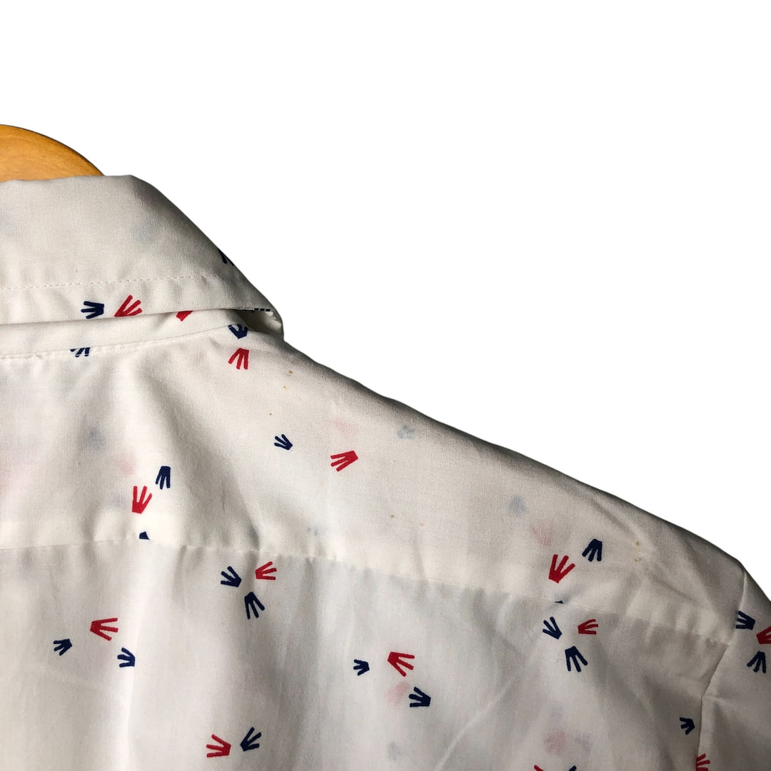 Vintage 1970'S IMPACT all-over print short-sleeve polycotton shirt, size M, men's polyester white type Vintage Second Hand