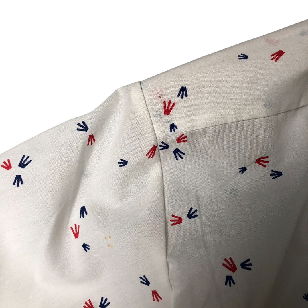Vintage 1970'S IMPACT all-over print short-sleeve polycotton shirt, size M, men's polyester white type Vintage Second Hand