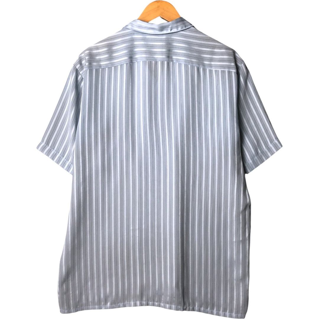 Vintage striped short-sleeved open-collar box shirt, men's size XL unclear Blue type light blue Vintage Second Hand