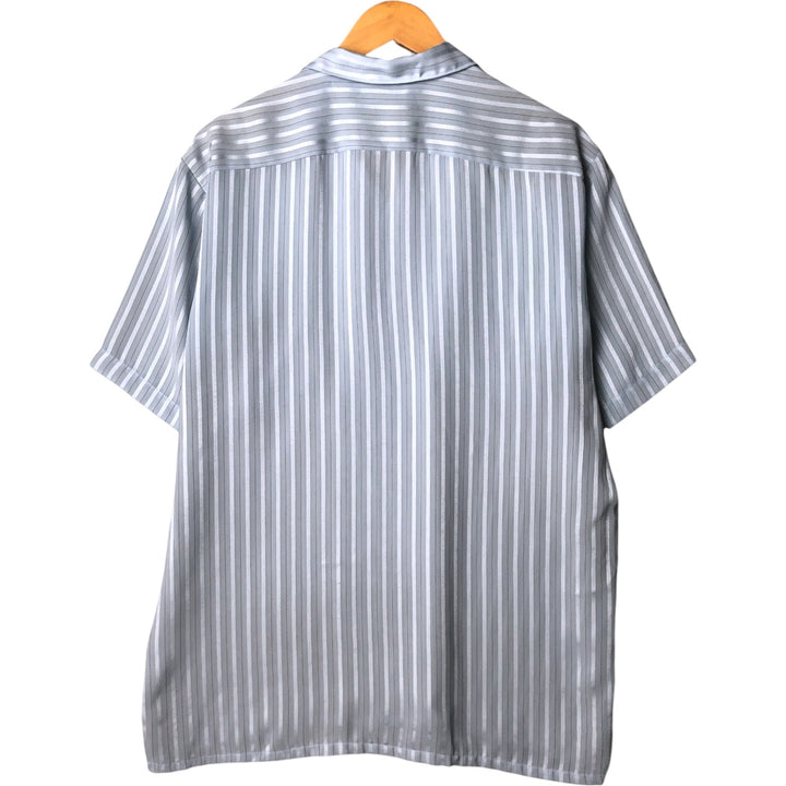 Vintage striped short-sleeved open-collar box shirt, men's size XL unclear Blue type light blue Vintage Second Hand