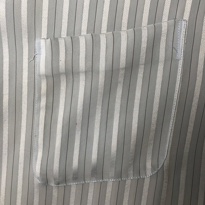 Vintage striped short-sleeved open-collar box shirt, men's size XL unclear Blue type light blue Vintage Second Hand