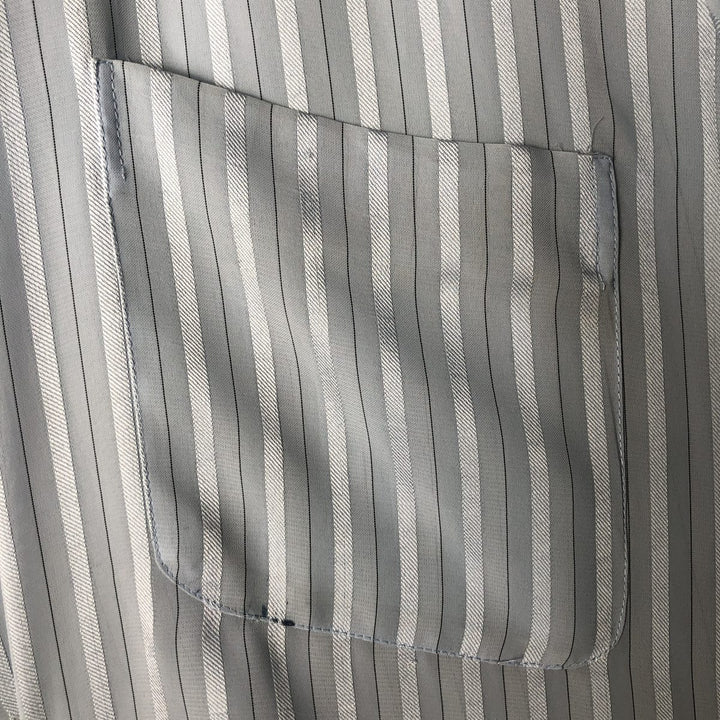 Vintage striped short-sleeved open-collar box shirt, men's size XL unclear Blue type light blue Vintage Second Hand