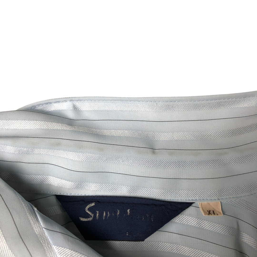 Vintage striped short-sleeved open-collar box shirt, men's size XL unclear Blue type light blue Vintage Second Hand