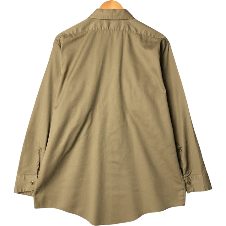 Vintage 80s-90'S Dickies long-sleeved work shirt, Made in USA, Men's Size L polyester Khaki type beige Vintage Second Hand