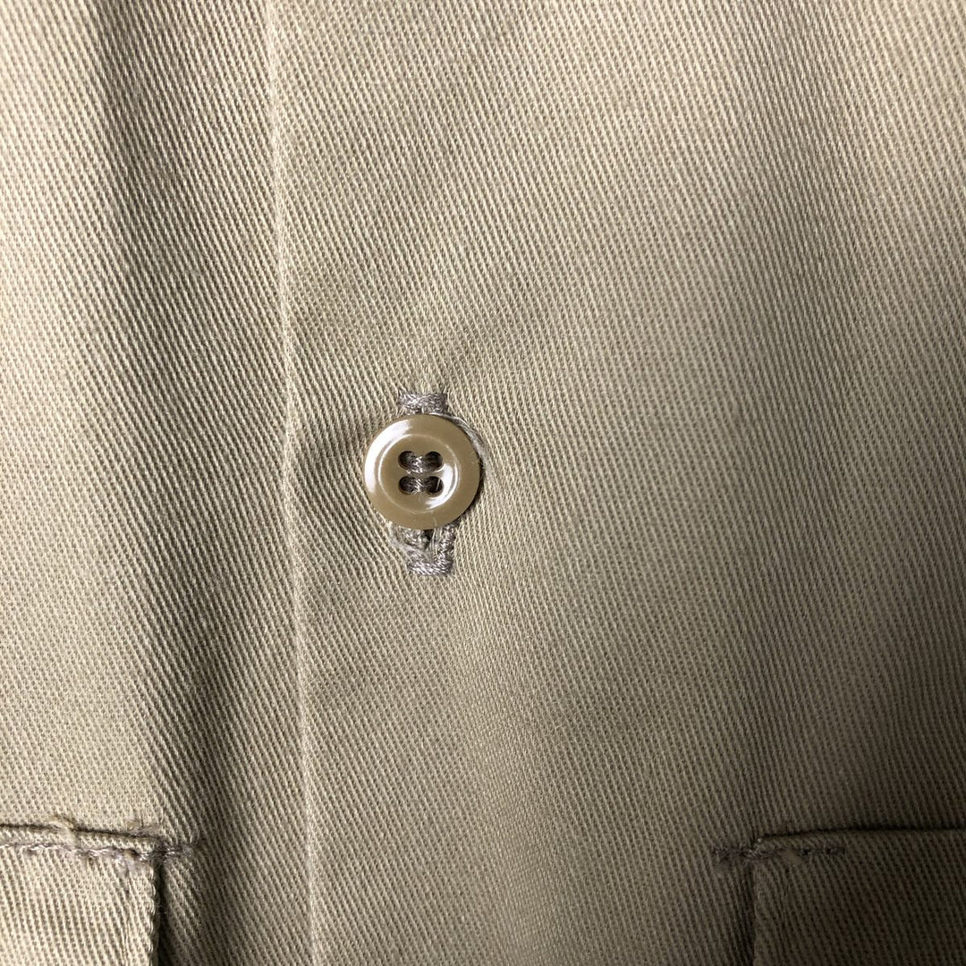 Vintage 80s-90'S Dickies long-sleeved work shirt, Made in USA, Men's Size L polyester Khaki type beige Vintage Second Hand