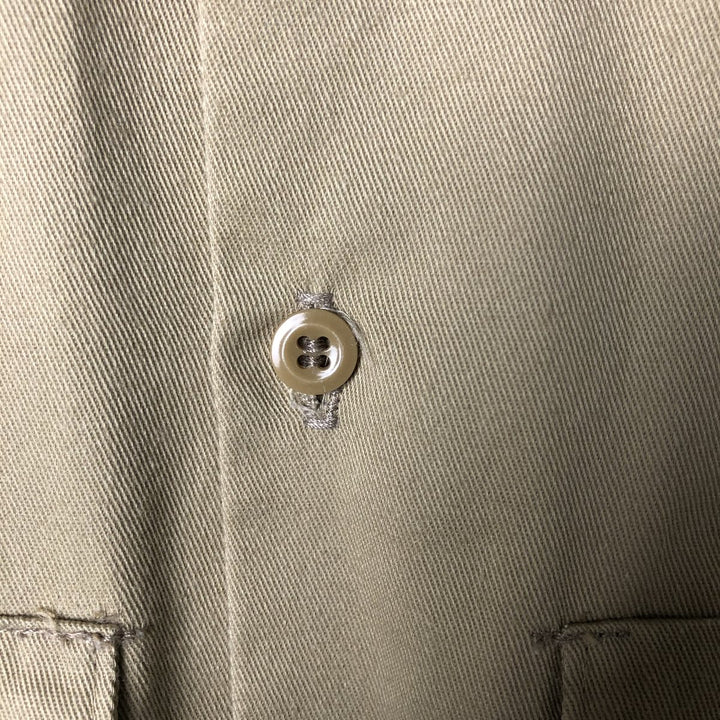 Vintage 80s-90'S Dickies long-sleeved work shirt, Made in USA, Men's Size L polyester Khaki type beige Vintage Second Hand