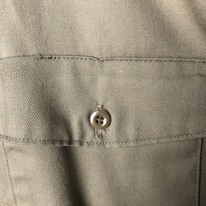 Vintage 80s-90'S Dickies long-sleeved work shirt, Made in USA, Men's Size L polyester Khaki type beige Vintage Second Hand