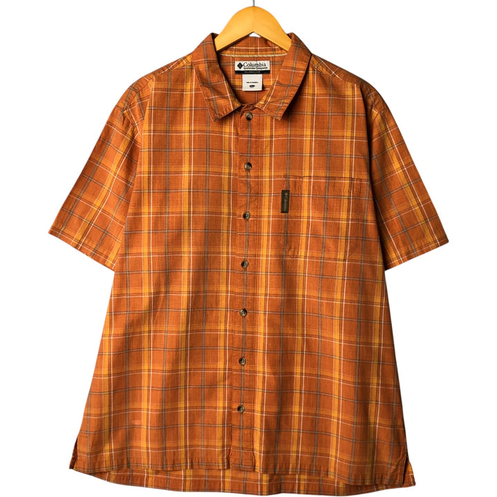 2000'S Columbia Short Sleeve Cotton Check Box Shirt, Men's Size L cotton orange type Vintage Second Hand