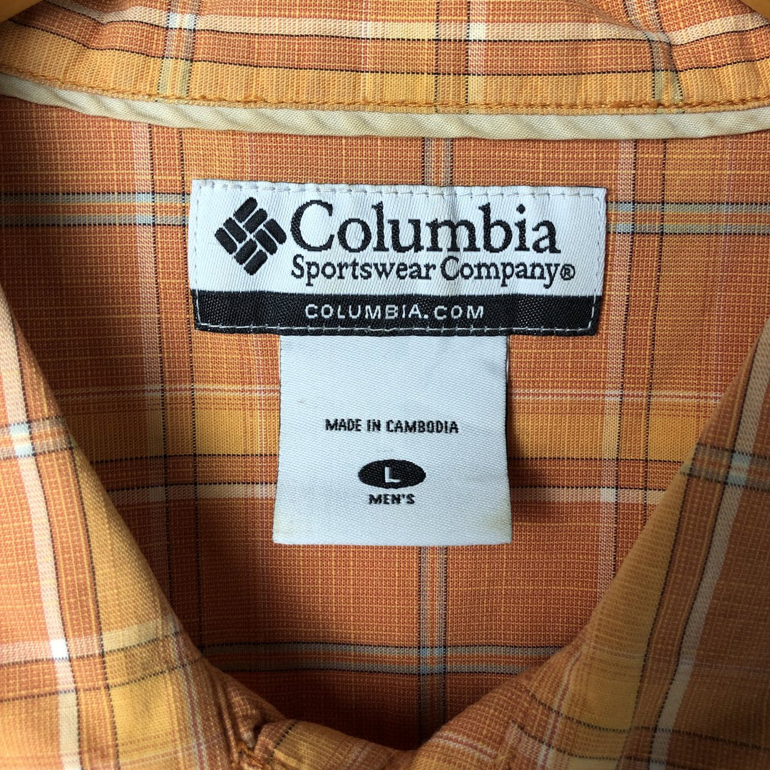 2000'S Columbia Short Sleeve Cotton Check Box Shirt, Men's Size L cotton orange type Vintage Second Hand