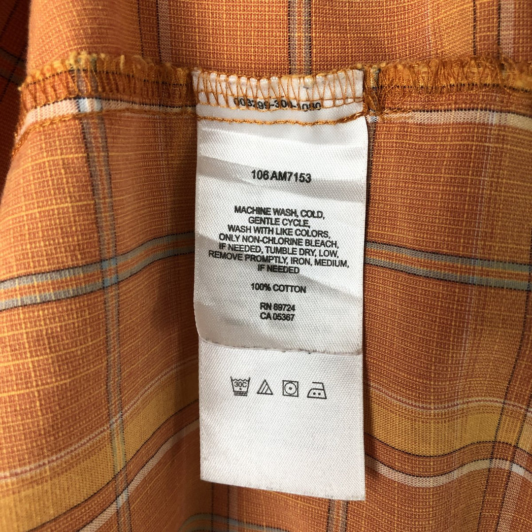 2000'S Columbia Short Sleeve Cotton Check Box Shirt, Men's Size L cotton orange type Vintage Second Hand