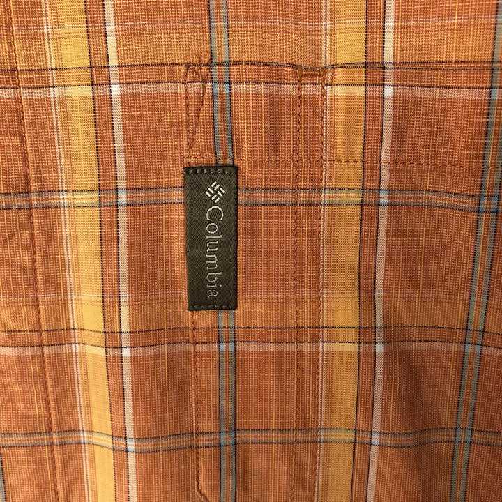 2000'S Columbia Short Sleeve Cotton Check Box Shirt, Men's Size L cotton orange type Vintage Second Hand