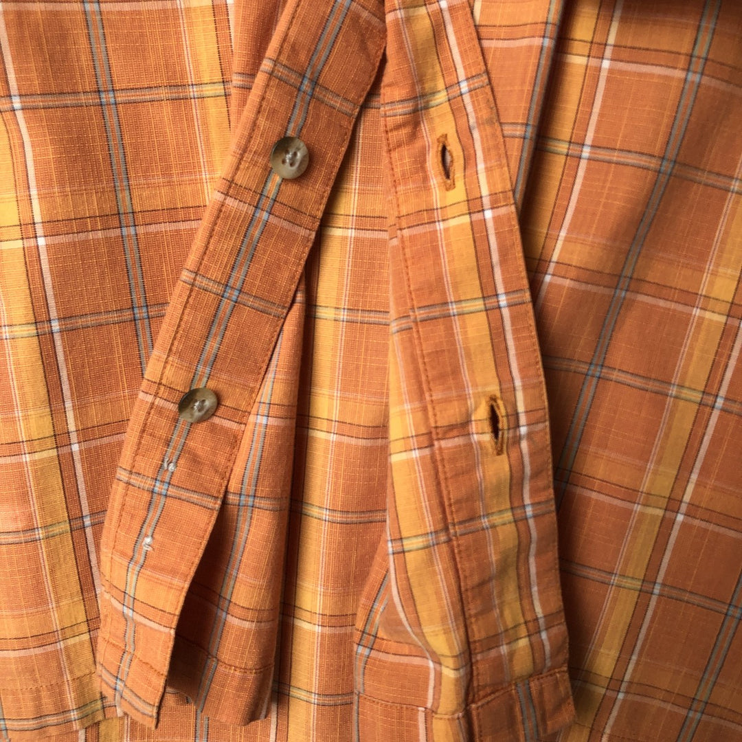 2000'S Columbia Short Sleeve Cotton Check Box Shirt, Men's Size L cotton orange type Vintage Second Hand