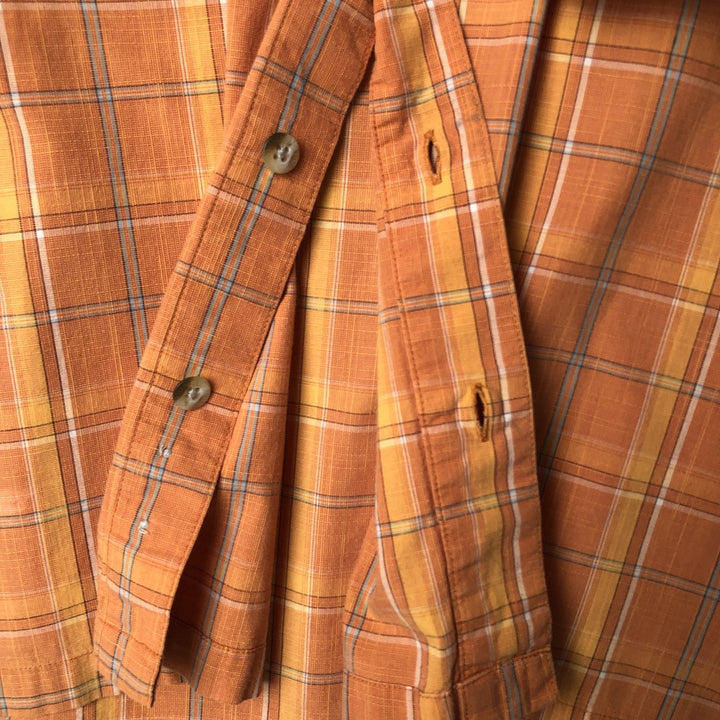 2000'S Columbia Short Sleeve Cotton Check Box Shirt, Men's Size L cotton orange type Vintage Second Hand