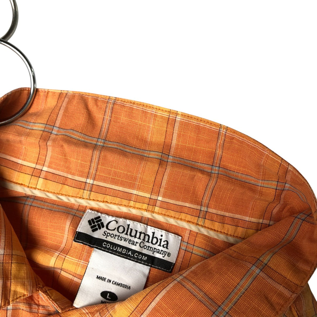 2000'S Columbia Short Sleeve Cotton Check Box Shirt, Men's Size L cotton orange type Vintage Second Hand