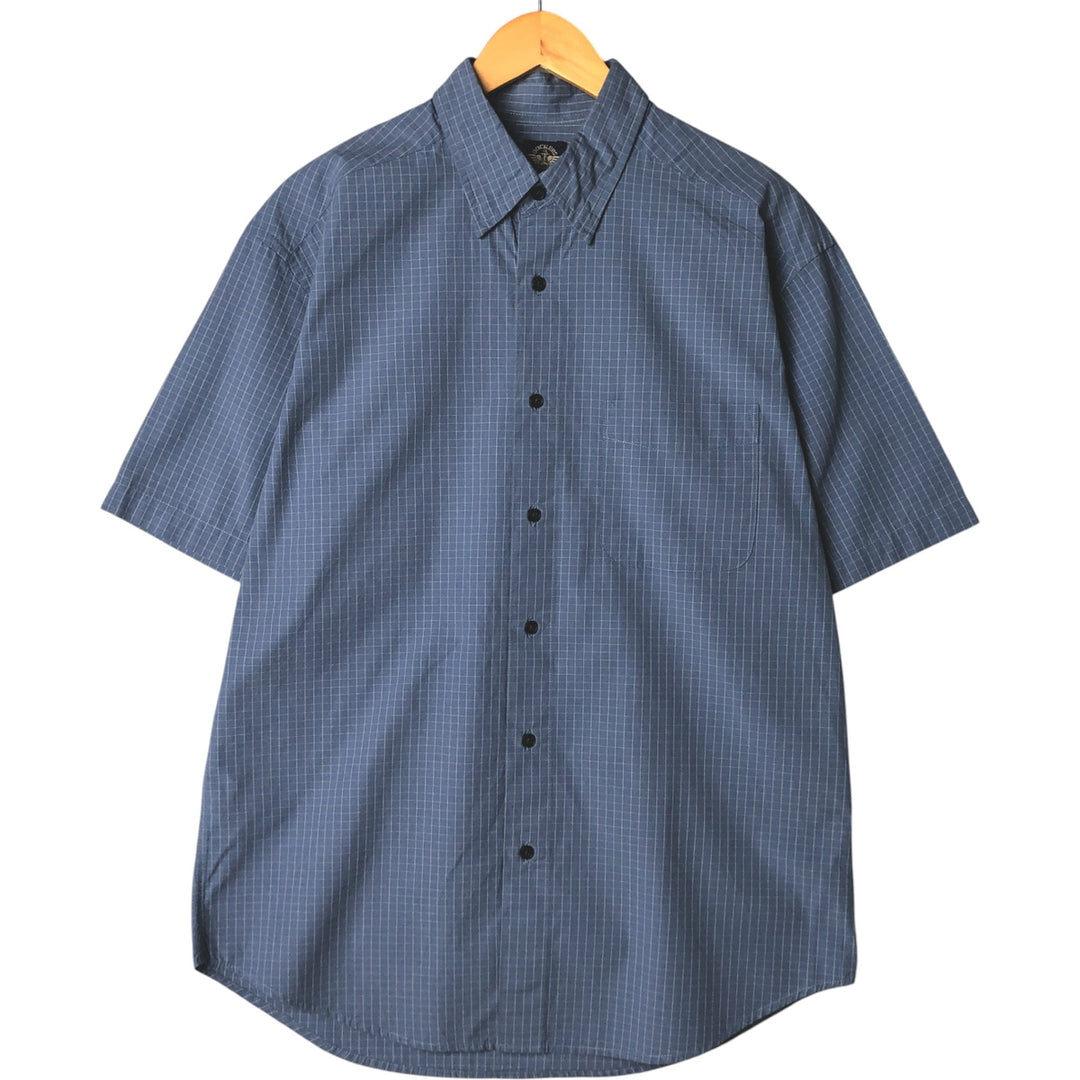 Dockers Hidden Button-Down Short Sleeve Check Shirt, Men's Size Medium cotton Blue type light blue Vintage Second Hand
