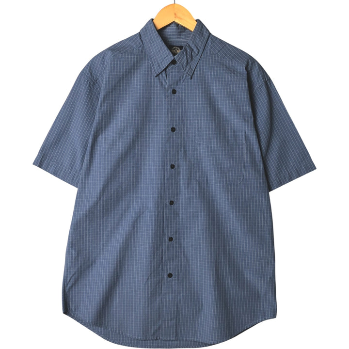 Dockers Hidden Button-Down Short Sleeve Check Shirt, Men's Size Medium cotton Blue type light blue Vintage Second Hand