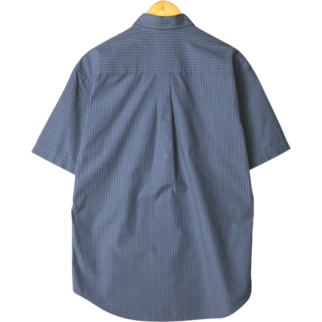 Dockers Hidden Button-Down Short Sleeve Check Shirt, Men's Size Medium cotton Blue type light blue Vintage Second Hand