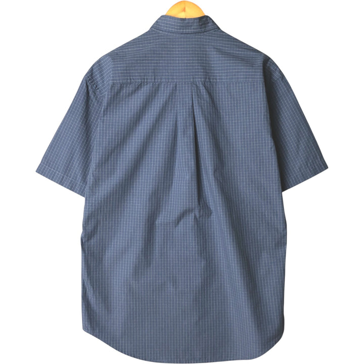 Dockers Hidden Button-Down Short Sleeve Check Shirt, Men's Size Medium cotton Blue type light blue Vintage Second Hand
