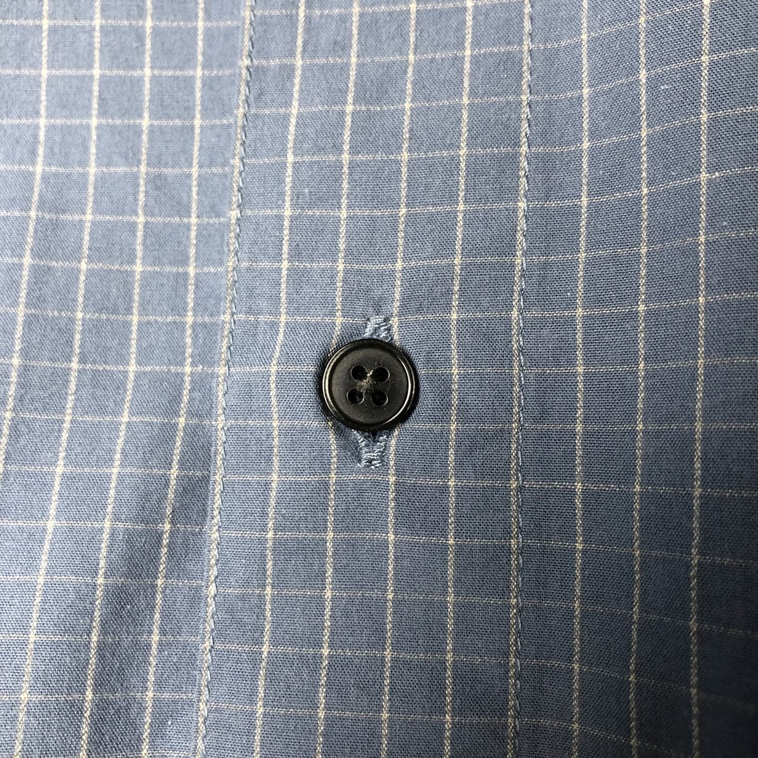 Dockers Hidden Button-Down Short Sleeve Check Shirt, Men's Size Medium cotton Blue type light blue Vintage Second Hand