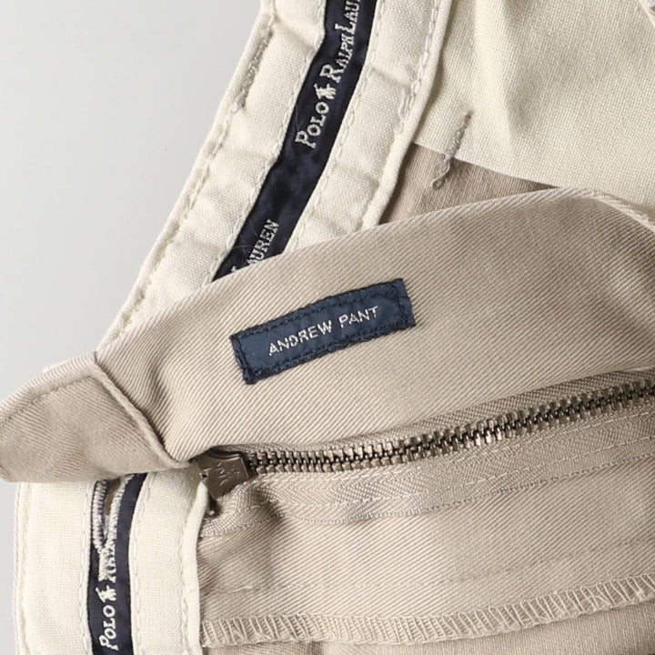 Ralph Lauren Polo Ralph Lauren Two-pleat Chino Pants for Men, W34 equivalent cotton Beige type Vintage Second Hand