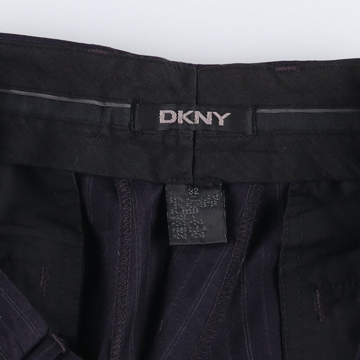 DKNY Striped Wool Pants, Men's Size 34 (W34) wool black type Vintage Second Hand