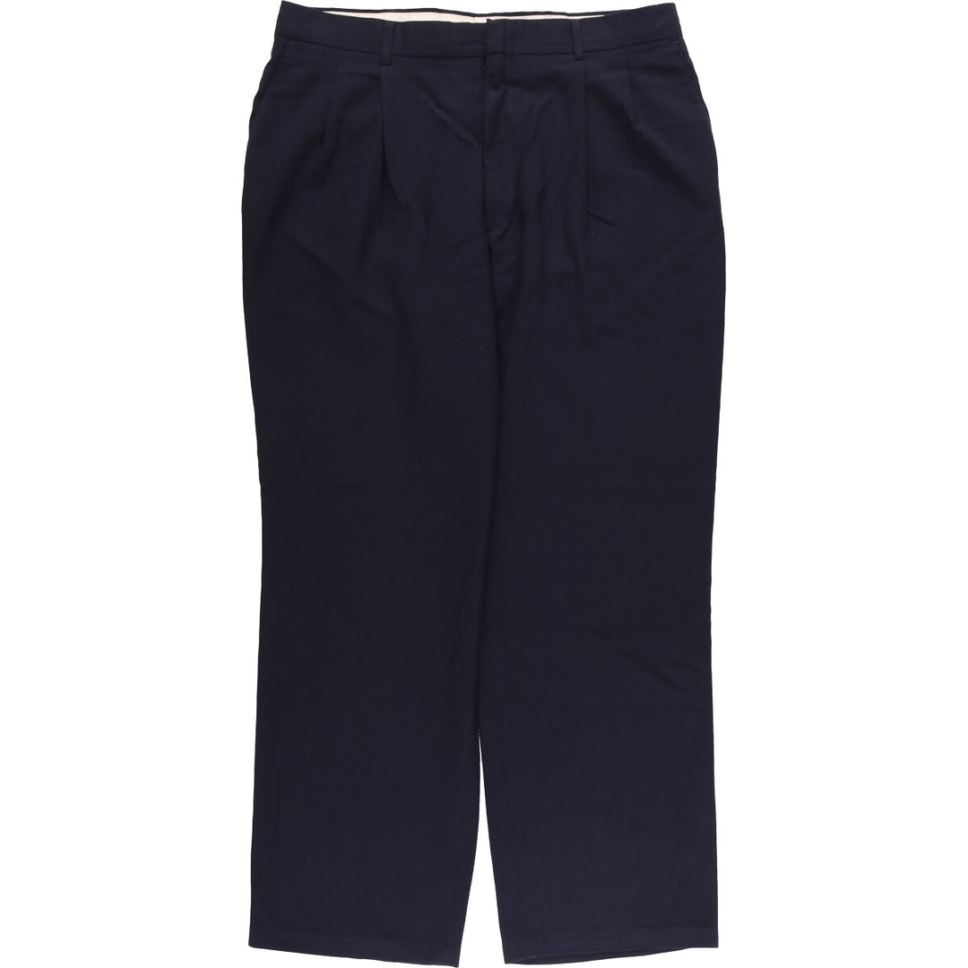 Haggar Two-pleat Slacks, Men's, Size W35 polyester navy blue type Vintage Second Hand