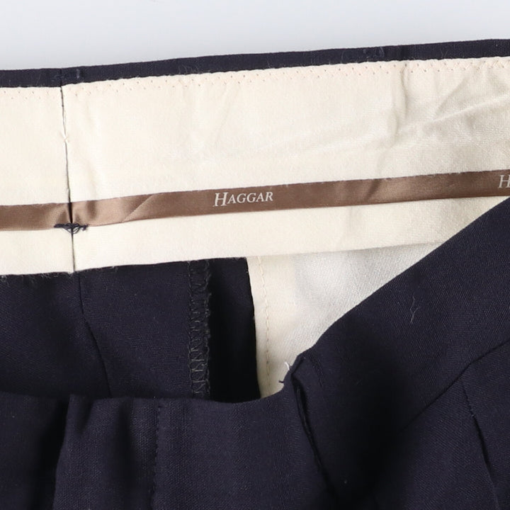 Haggar Two-pleat Slacks, Men's, Size W35 polyester navy blue type Vintage Second Hand