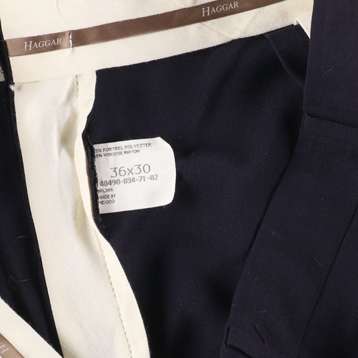 Haggar Two-pleat Slacks, Men's, Size W35 polyester navy blue type Vintage Second Hand