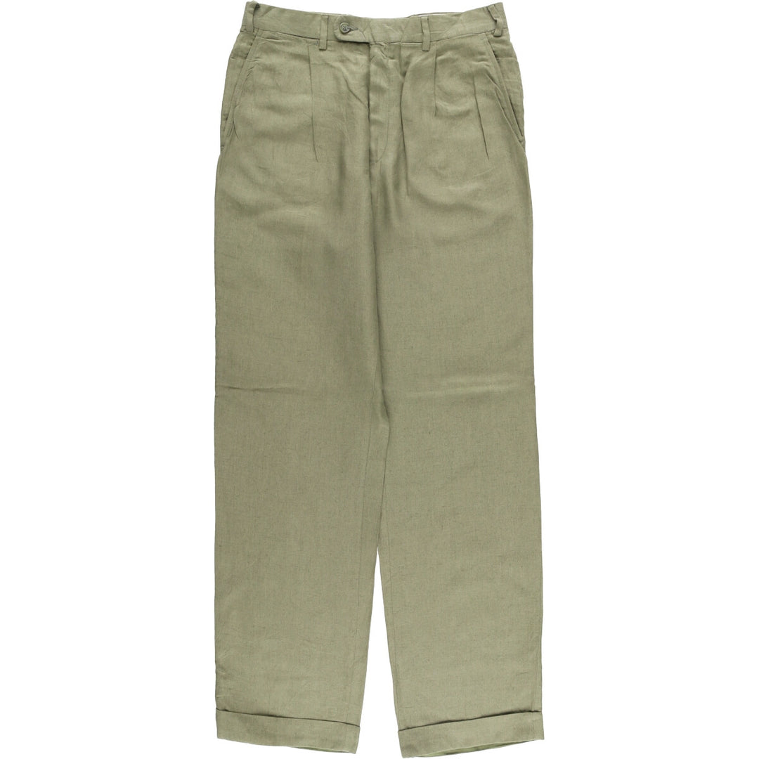 GLOW One-Tuck Slacks Pants, Men's, Size W33 linen Khaki type Vintage Second Hand