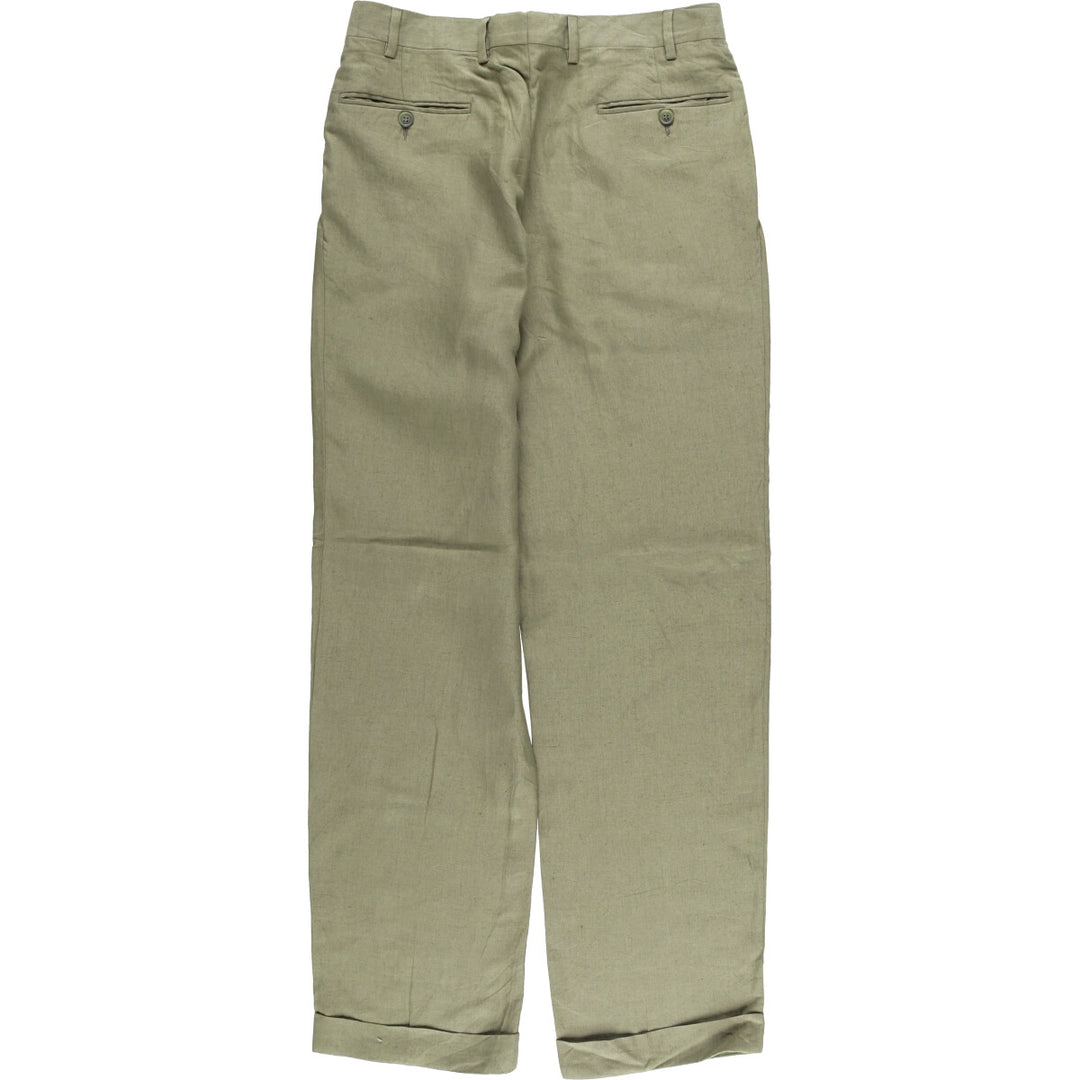 GLOW One-Tuck Slacks Pants, Men's, Size W33 linen Khaki type Vintage Second Hand