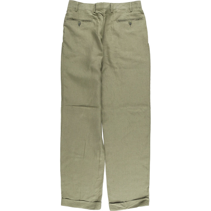 GLOW One-Tuck Slacks Pants, Men's, Size W33 linen Khaki type Vintage Second Hand