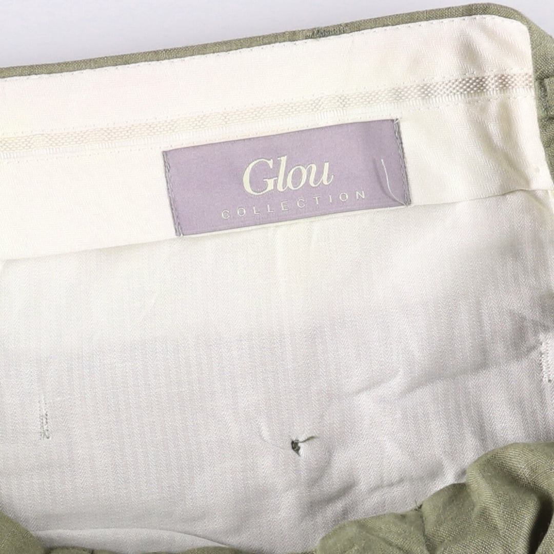 GLOW One-Tuck Slacks Pants, Men's, Size W33 linen Khaki type Vintage Second Hand