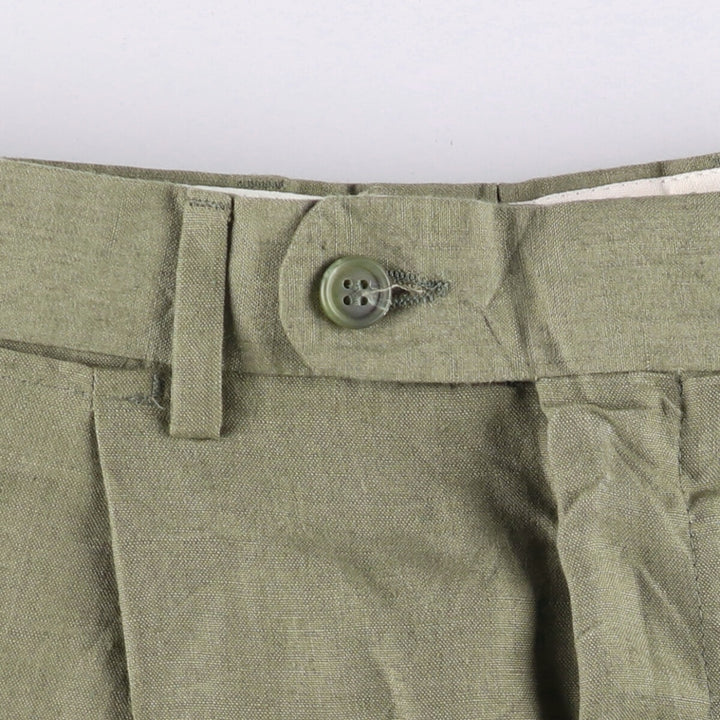 GLOW One-Tuck Slacks Pants, Men's, Size W33 linen Khaki type Vintage Second Hand
