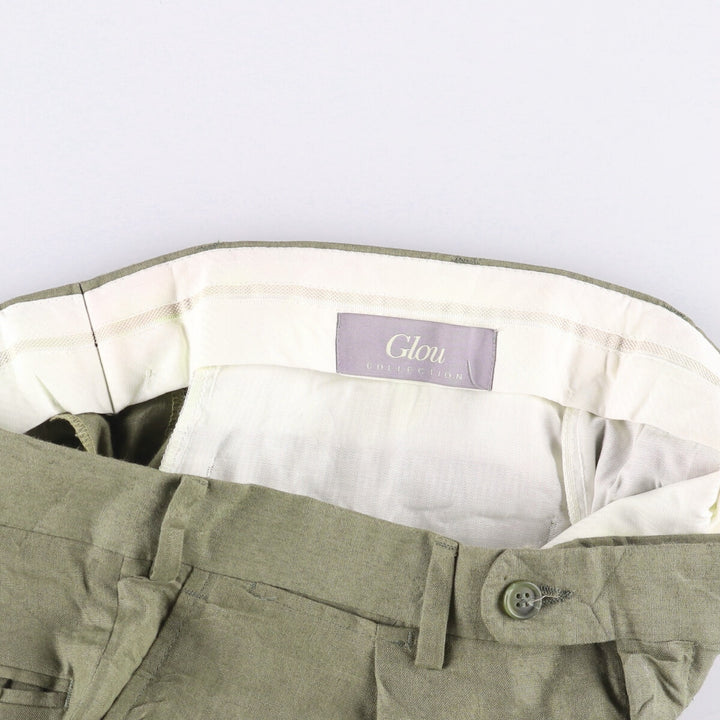 GLOW One-Tuck Slacks Pants, Men's, Size W33 linen Khaki type Vintage Second Hand