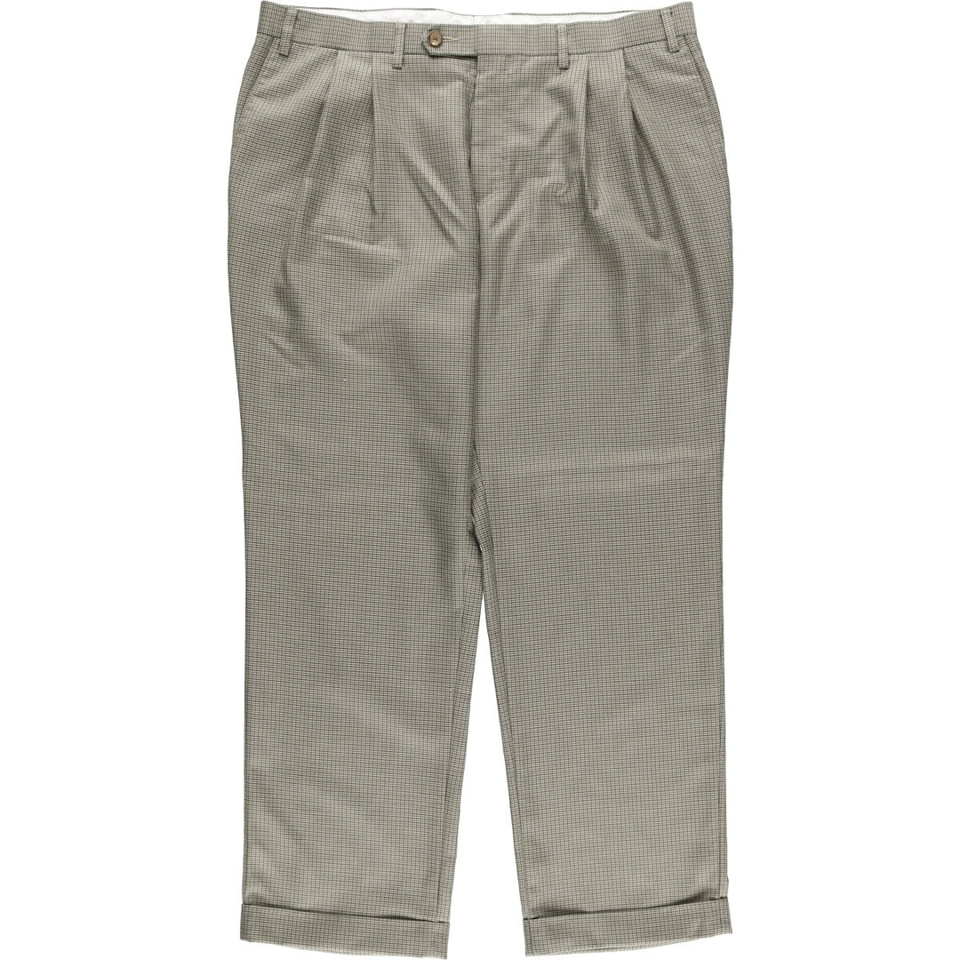 Ralph Lauren RALPH Houndstooth Pattern Two-Pleated Slacks Men's Size W36 polyester Beige type Vintage Second Hand