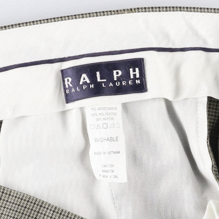 Ralph Lauren RALPH Houndstooth Pattern Two-Pleated Slacks Men's Size W36 polyester Beige type Vintage Second Hand