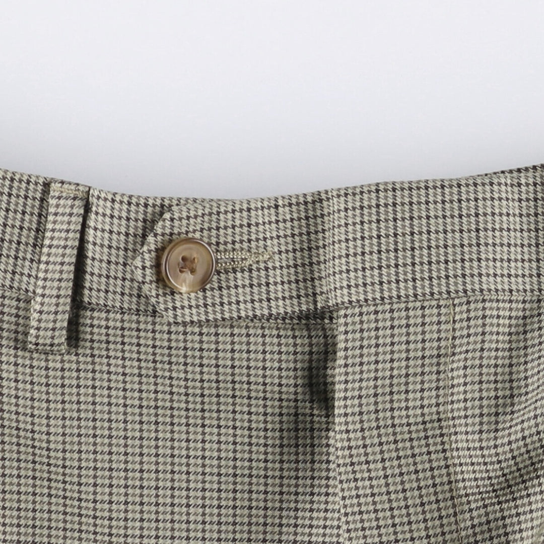 Ralph Lauren RALPH Houndstooth Pattern Two-Pleated Slacks Men's Size W36 polyester Beige type Vintage Second Hand