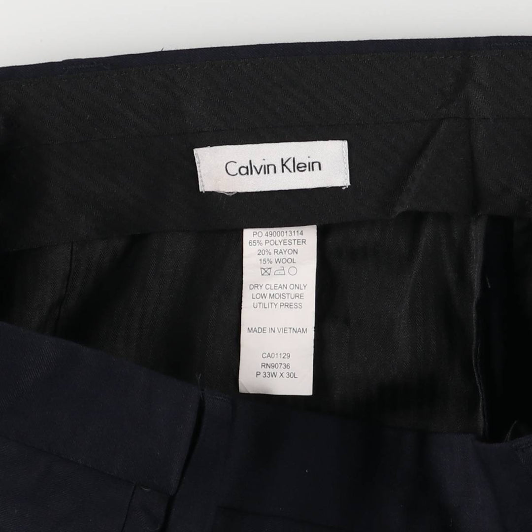 2000s~ Calvin Klein Men's Slacks, Size W32 polyester navy blue type Vintage Second Hand