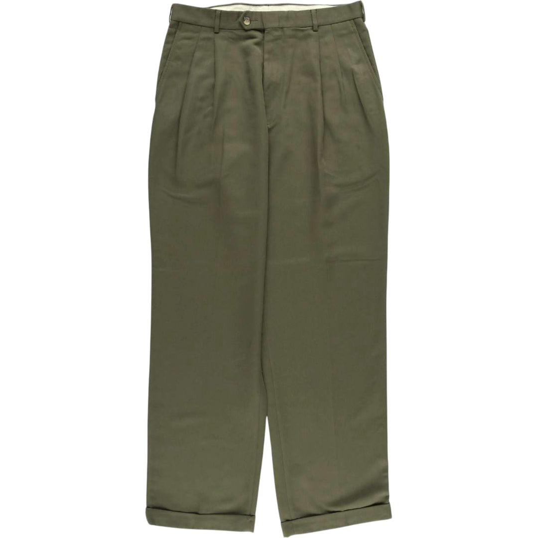 90'S Ralph Lauren CHAPS Two-pleat slacks pants for men, W34 equivalent, vintage polyester Khaki type Vintage Second Hand