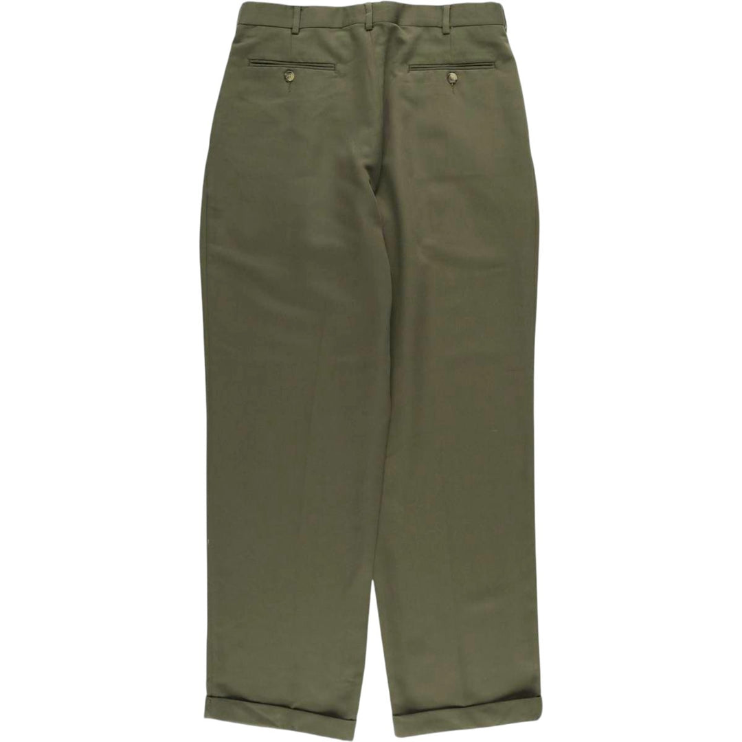 90'S Ralph Lauren CHAPS Two-pleat slacks pants for men, W34 equivalent, vintage polyester Khaki type Vintage Second Hand