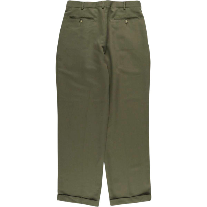 90'S Ralph Lauren CHAPS Two-pleat slacks pants for men, W34 equivalent, vintage polyester Khaki type Vintage Second Hand