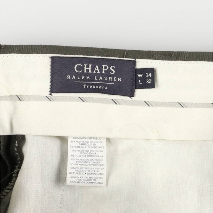 90'S Ralph Lauren CHAPS Two-pleat slacks pants for men, W34 equivalent, vintage polyester Khaki type Vintage Second Hand