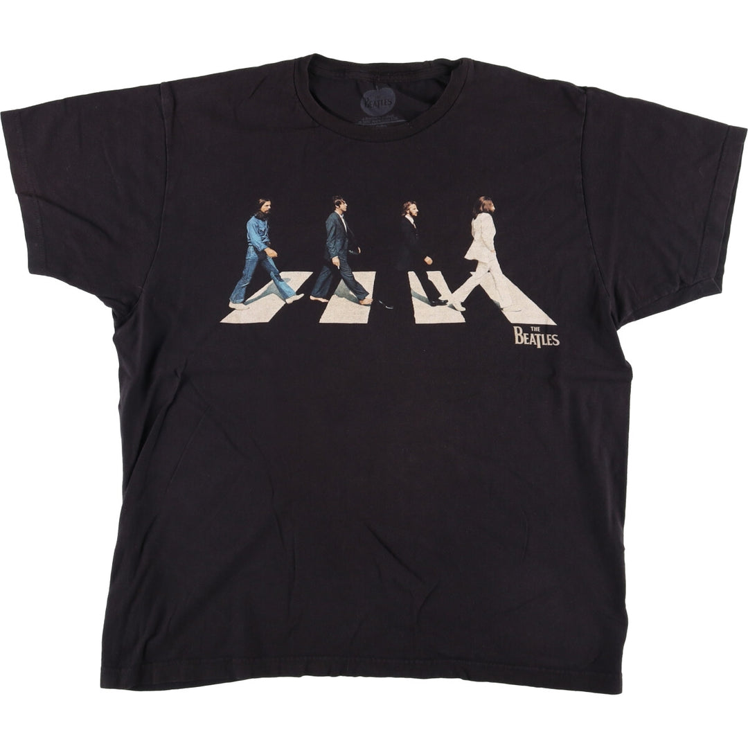 THE BEATLES Band T-shirt, Men's L size cotton black type Vintage Second Hand