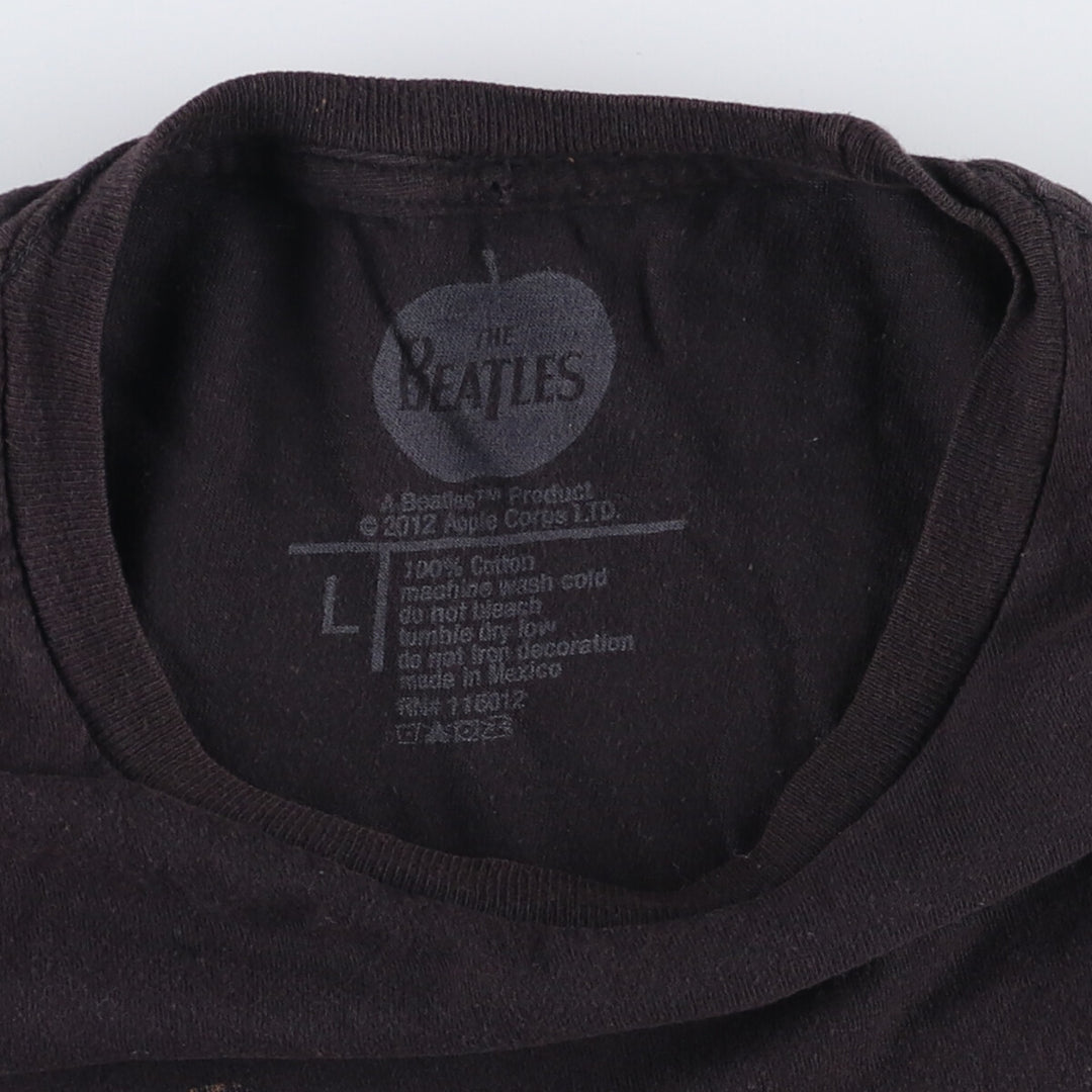 THE BEATLES Band T-shirt, Men's L size cotton black type Vintage Second Hand
