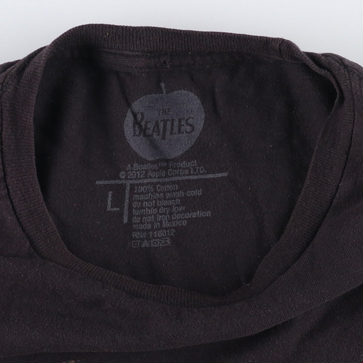 THE BEATLES Band T-shirt, Men's L size cotton black type Vintage Second Hand