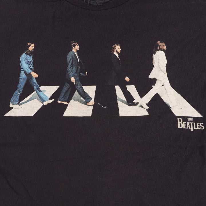 THE BEATLES Band T-shirt, Men's L size cotton black type Vintage Second Hand