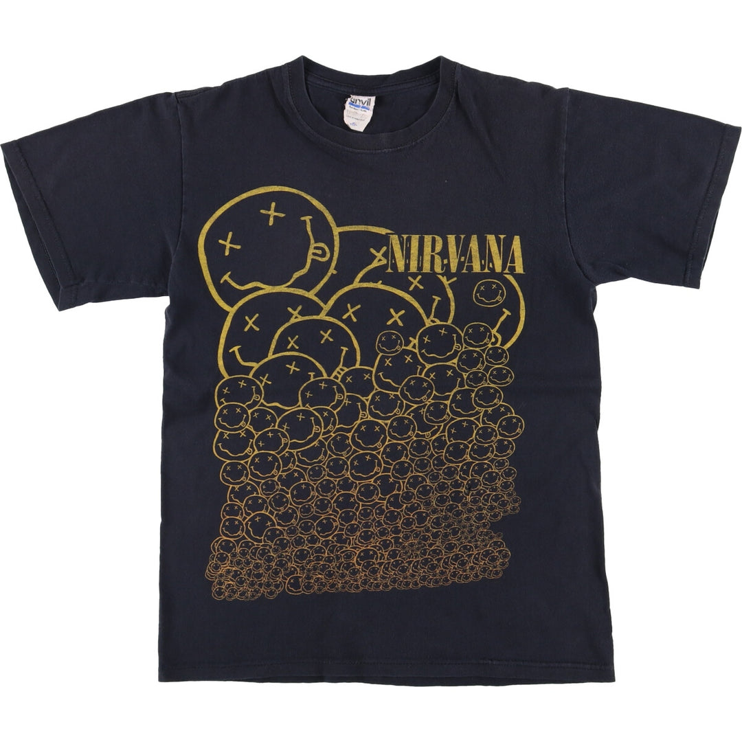 Anvil NIRVANA Band T-Shirt, Men's Size Small cotton black type Vintage Second Hand