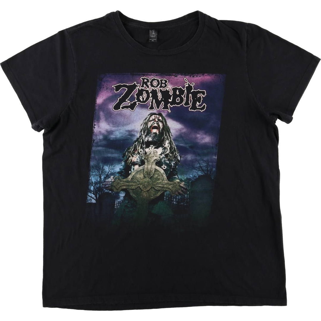 Bay Island Rob Zombie Band T-Shirt, Men's XXL cotton black type Vintage Second Hand